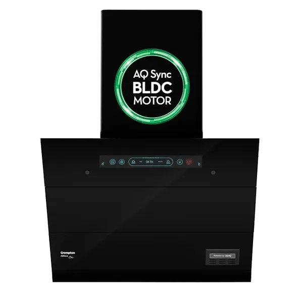 [Coupon + ICICI/Axis CC EMI ] Crompton AQNova BLDC 1800m3/hr 60cm Slant Chimney|AirIQ technology|Adaptive suction| Intelligent Autoclean|Motion Sensor|15Yrs Motor & 4Yrs Overall Warranty|(Black)|Free Installation & Ducting kit