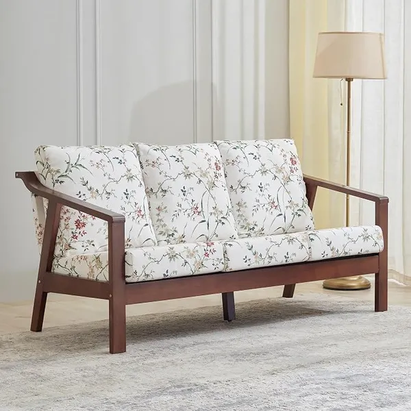 [HDFC CC] Home Centre | Helios Zara | Fabric|Solid Wood | 3 Seater Sofas | White | 1 Year Warranty