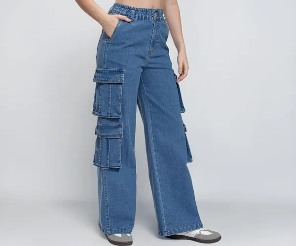[Apply 10% Coupon] Tokyo Talkies Women Cargo Jeans | Straight fit