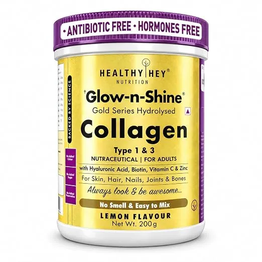 [Apply 10% Coupon] HealthyHey Collagen Powder for Skin, Hair & Nails, Lemon, 200g
