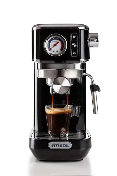 [Coupon + HDFC CC ] Ariete 1381/12 Coffee machine with pressure gauge, compatible with ground coffee and ESE pods, 1300 W, 1.1 L capacity, 15 bar pressure, ½ cup filter, Cappuccino device, Black