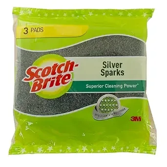 Scotch-Brite Silver Sparks Scrub Pad (Green, 3-Pieces)