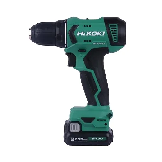 [Apay ICICI CC] HIKOKI Ds12Dasfz- Cordless Driver Drill, 12V Peak With 10Mm Drill Chuck, 1400 Rpm And 38 Nm Tightening Torque, 6Mm Hex Bit Shank, 1.2 Kg, 2 Batteries, Charger & Carry Case Included, Multicolor