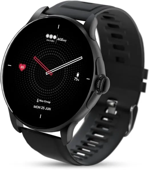 AGEasy Boat Protec Neo Smartwatch with SOS Button for Live Location Sharing | 1.43” AMOLED Display, BT Calling, Health Monitoring, QR Tray, 5 Days Battery Life | Smartwatch for Men & Women (Black)
