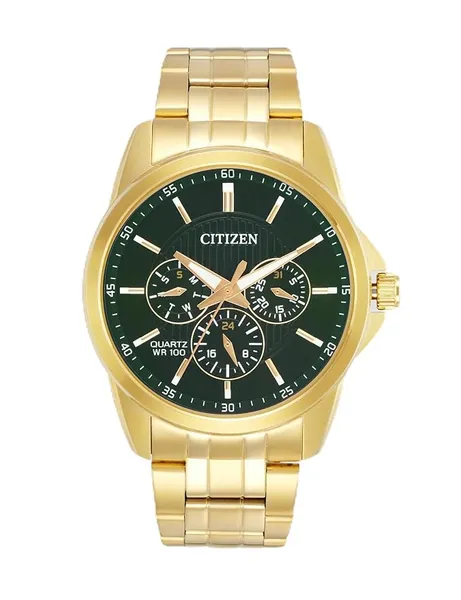 [AXIS/ICICI CC] Citizen Stainless Steel Analog Quartz Multifuction Men's Black Dial Watch - AG8343-50X, Band Color-Two-Tone