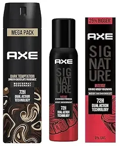 AXE Dark Temptation Long Lasting Deodorant Bodyspray For Men 215 ml & Axe Signature Intense Long Lasting No Gas Deodorant Bodyspray For Men 154 ml Rs.207 @ Amazon