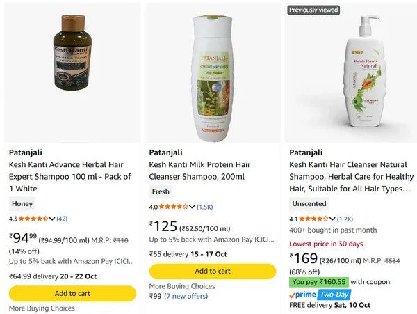 [Apply Coupon] Patanjali Shampoo upto 72% off starting From Rs.170 @ Amazon