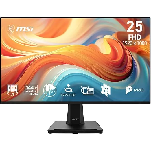 [HDFC CC] MSI PRO MP251 E14L 24.5-Inch FHD 1920x1080, Computer Monitor IPS, 144Hz, 1ms, Frame-Less, Tilt Adjustable, Vesa Mount, Black