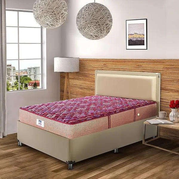 [Coupon + HDFC CC ] peps Springkoil Cozy 6 Inch Orthopedic Bonnell Spring Mattress | Medium Firm Back Support Bed | Queen Size (78X60 Inch) | Maroon | 7 Year Warranty