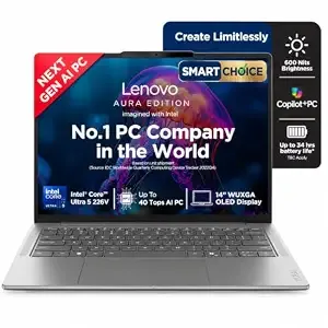 [HDFC NC EMI] Lenovo Yoga Slim 7 Smartchoice Aura Edition Intel Evo Core Ultra 5 226V (16GB RAM/512GB SSD/14 inch (35.5cm)/WUXGA OLED/Copilot+ PC/Windows 11/MSO 365 Basic+Office 24/Grey/1.19Kg), 83JX00ENIN Laptop