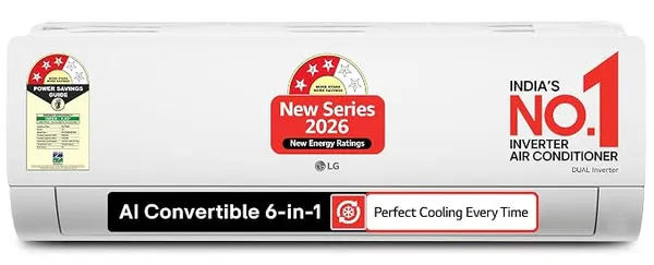 [HDFC CC] LG 2Ton 3Star,New star rated, DUAL Inverter Split AC (Copper, AI Convertible 6in1, Diet Mode+,Faster Cooling & Energy Saving, 4 Way Swing, HDFilter with Anti-Virus Protection,AS-Q24ENXE,White)