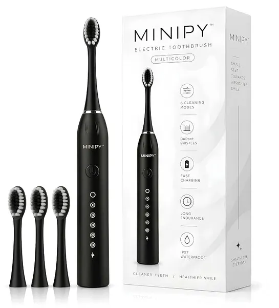 Electric Toothbrush with 4 Dupont Brush Heads, IPX7 Waterproof Rechargeable Toothbrush 6 Cleaning Modes, Fast Charging & Long Battery Life, 6 Months Warranty (Multicolor) (Pack of 1)