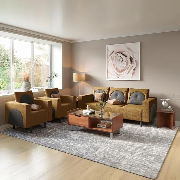 [HDFC CC] Interio by Godrej Cresco 5-Seater Fabric Sofa Set (3+1+1)
