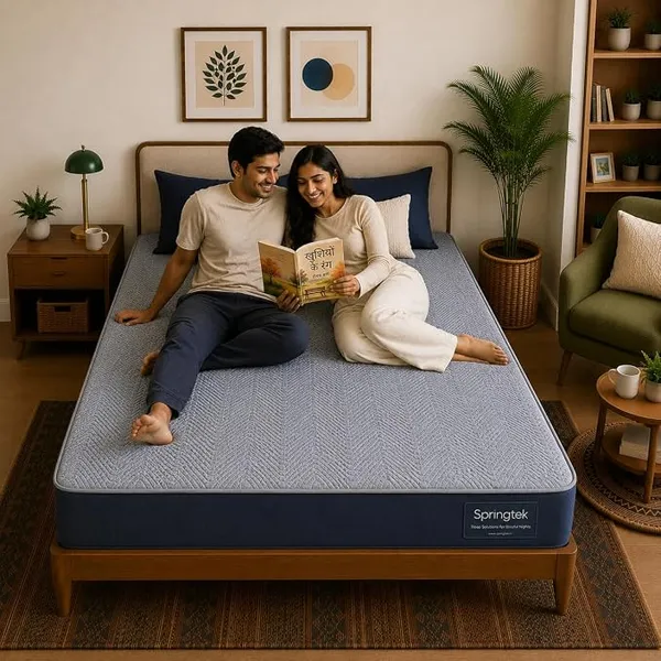 [HDFC CC] Springtek Dreamer - 3 Layered Medium Firm Orthopedic Mattress | 6 Inches Single Size Memory Foam Mattresses | Zero Partner Disturbance Bed Gadda with Breathable Hypoallergenic Fabric | 75x36 Inch