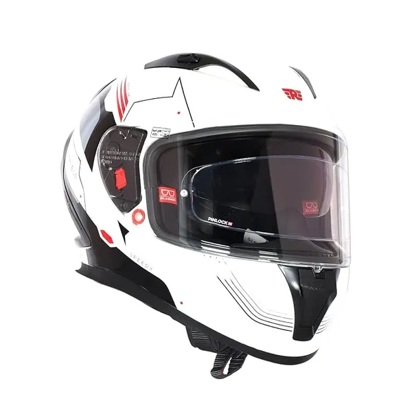 [ICICI CC] Royal Enfield SPEEDX Full FACE Blitz with Sun Visor & aerodynamic Spoiler | Certification: ISI & DOT | Liner: Dual EPS Expanded Polystyrene| UV Treated Surface | Polygiene Fabric Off-White (L) 60 CM