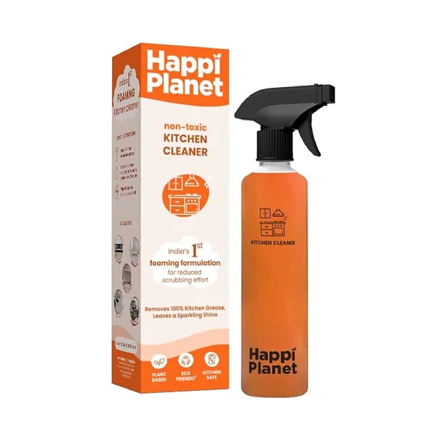 Happi Planet | Kitchen Cleaner Spray | India’s 1st Foaming Formulation for Less Scrubbing | 500ml | Suitable for Stoves, Chimneys, Counter Tops, Appliances, Walls & Cabinets | Non Toxic & Natural Rs.154 @ Amazon