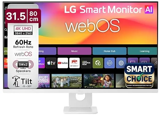 [Coupon + HDFC CC ] LG 32U721SB Smartchoice 80 cm (31.5 Inch) UHD (3840 x 2160) Smart Monitor, webOS26, Wi-Fi, Bluetooth, Miracast, AirPlay, Speakers 5WX2, HDMI, USB-C (PD 65W), Slim Stand, 3-Side Virtually Borderless