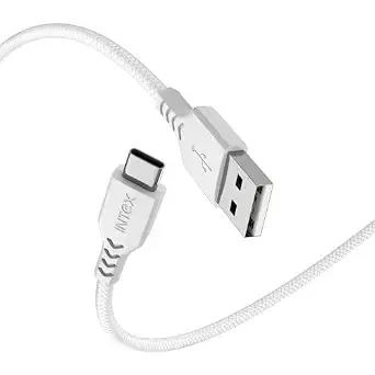 Intex SPEED 3A USB to Type C Fast Charging & Data Sync Tangle Free Cable, Output 480 Mbps for BT Speaker, Mobile, Tablet, TWS & Other Type C Devices– White