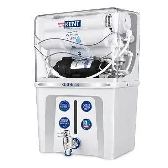 [HDFC CC] KENT New Grand RO Water Purifier | Advanced RO Tech for Sabse Shudh Paani | RO+UF+TDS Control + UV LED Tank| 7.5L| 20LPH Flow|Ideal for Borewell/Tanker/Municipal Water | Largest Service Network |White