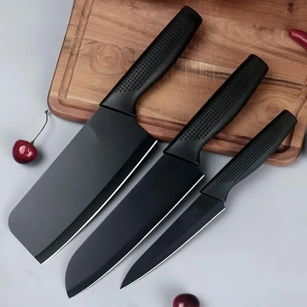 3 Piece Kitchen Knife Set, Black Stainless Steel Rs.199 @ Amazon