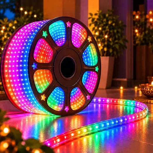 Desidiya 20 Metre Multicolour LED Rope Light for Diwali Decoration | Colourful Flexible Pipe Light for Home, Balcony, Gate & Terrace | Plug-in Party Lights for Christmas, Wedding & Birthday Décor Rs.399 @ Amazon