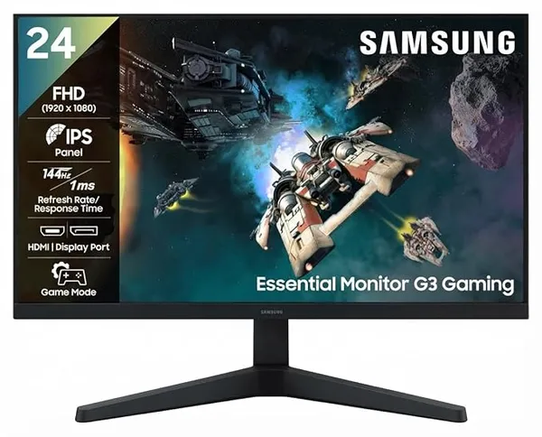 [HDFC CC] Samsung 24 Inch G3 Gaming Monitor | FHD (1920 x 1080) | IPS Panel | 144 Hz Refresh Rate | 1ms Response time | Game Mode|FreeSync | Ports-HDMI/DP/Headphone | Tilt Adjustable | LS24HG310EWXXL | Black