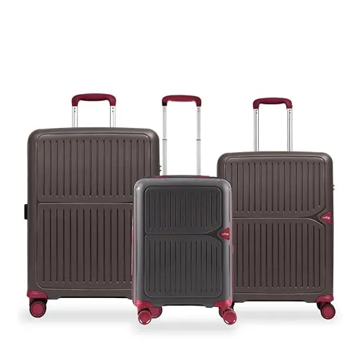 [ICICI CC] Footloose by VIP Head Spin Set of 3 (S+M+L) Trolley Bags, Brown