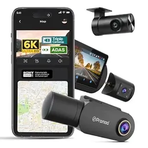[Apay ICICI CC] PRONOD X1 Dash Cam for Car 4K Front + 1K Rear & 1K Inside | Sony STARVIS 2 | AI Voice Control | ADAS | GPS Tracking | WiFi App | 24H Parking Mode | 2.45" Display | Supports 512GB | with Mic