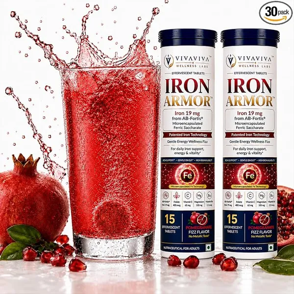 VIVAVIVA Iron Armor Iron Effervescent Tablets with Vitamin C & Folate