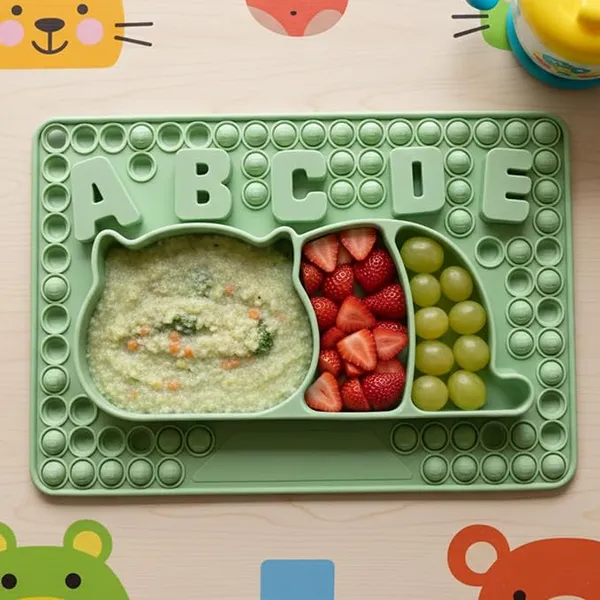 BabyPro Pop-It Silicone Plate & Bowl, Suction Base, Sage Green, Food Grade Rs.269 @ Amazon