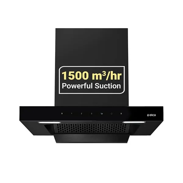 [Axis CC] Elica 75cm 1500 m3/hr Filterless Autoclean Kitchen Chimney T-Shape | 10 Years Motor & 5 Years Comprehensive Warranty | VENTRA FL 750 HAC MS NERO | Black | Touch + Motion Sensor Control