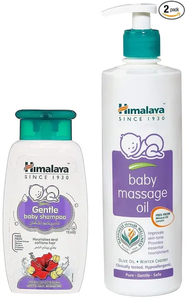 Himalaya Face Body Oil Baby Massage Oil For All Skin Types (500 ML) & Himalaya Gentle Baby Shampoo (200ml)