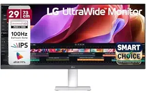 [Coupon + HDFC CC ] LG 29U531A Smartchoice 73 cm (29 Inch) UltraWide WFHD (2560x1080) IPS Monitor, 100Hz, 5ms(GtG), Anti-Glare, HDR10, 3-Side Virtually Borderless, HDMI, DP, USB-C, Speakers, Tilt Adjustable (White)