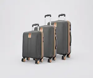 [Apay ICICI CC] Safari Thorium Royale 8 Wheels Spinner Set of 3 Trolley Bags Hard Case Polycarbonate Luggage,TSA Lock,Wet Pouch Organized Interior,Suitcase for Travel,Trolley Bags for International Travel, Gun Metal