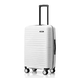 HRX Kyoto Medium Size White Polypropylene Hard Shell Suitcase - Premium Travel Trolley Bag with 8 Spinner Wheels, Number Lock & Water Resistant Body