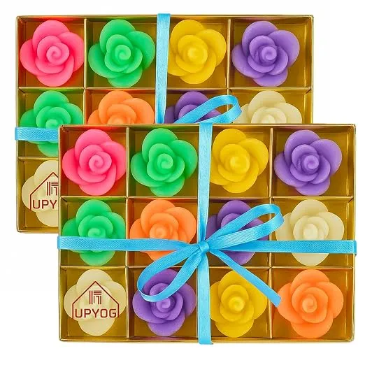 Diwali Diya Decoration Floating Rose Golden Flower Candles | 12 Pcs Bulk Pack | Smokeless, Dripless & Long Lasting Water Lamp Pooja, Deepawali Decor (Pack of 2)