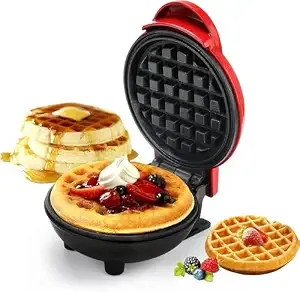 Mini Waffle Maker Machine 3 in 1 | 350 Watts Waffle Iron for Home & Kitchen | 4 Inch Compact Electric Waffle Maker for Breakfast, Desserts, Sandwiches, Pancakes & Snacks | Assorted