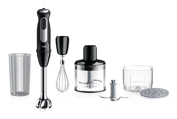 [Apay ICICI CC] Braun MultiQuick 5 Pro, Powerful 1000W Hand Blender, Patented PowerBell Technology, Made in Europe, Guranteed Splash-Proof, 25 Speed + Turbo, All-in-1: Blender, Grinder, Chopper & Whisker, MQ55254M