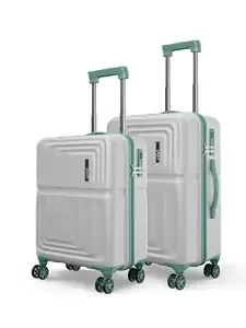 [ICICI CC] Safari Roma Hard Luggage Trolley Bag with 8 Wheels Set of Cabin and Medium Size Suitcases - Fog Grey