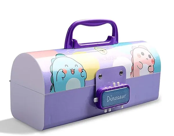 Crackles Kids Pen & Pencil Box – Suitcase Style Multi Layer Password Lock Pencil Case Box Kids, Boys, Girls, Stationary Organizer Case for Kids, Return Gift for Kids (Blue)