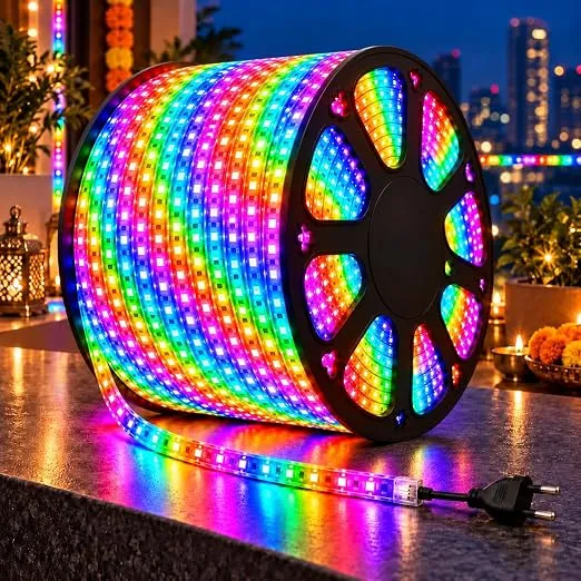 Desidiya LED Rope Light 100 Meter Multicolor | Decorative Lighting for Diwali, Dhanteras & Festive Home Decor | Flexible Tube Light for Shop Front, Temple, Office & Event Decoration | Corded Electric