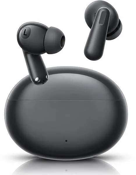 Newly Launched Buds 3 TWS with ENC Bluetooth V5.4 Wireless Headphones, 40Hrs Playtime, Deep Bass, Low Latency, Stereo Calls, Snug-fit TWS Earbuds, Smooth Touch Control & Fast Charging, Black