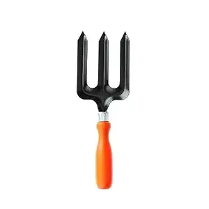 SJ Organics Garden Fork, 3-Tine Hand Tool for Soil Loosening & Planting