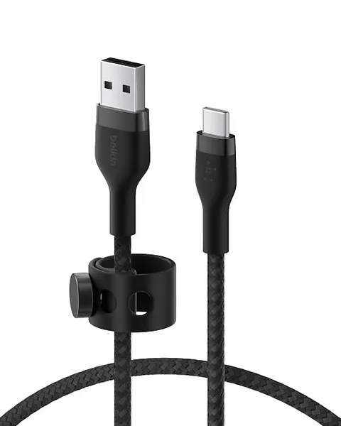 Belkin USB-C To USB-A Fast Charging Adapter Type C Cable, Charge And Sync Ultra Flexible Silicone, Double Nylon Braided Cable, 60W PD, USB-IF Certified 3.3 Feet (1 Meters) Black
