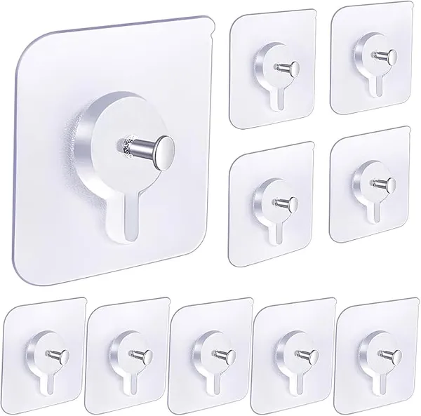 Self Adhesive Wall Hooks – Heavy Duty Nail-Free Hooks for Wall Heavy Items | Photo Frame Hooks Without Drilling | Strong Sticky Hook for Frames, Clocks & Keys (Frame Hook, 20-pcs)