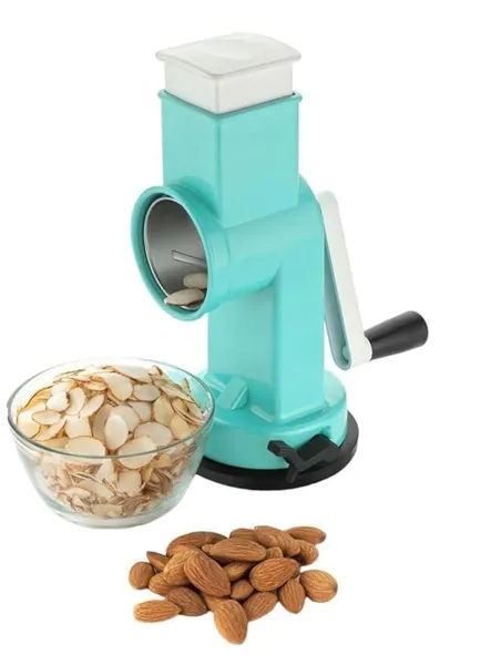 DWIRICART Dry Fruit Cutter with Handle, Slicer, Grater, Grinder with 1 Blades for Slicing and Grinding for Almonds, Cashews etc. (Stainless Steel, ABS Plastic, 1 Slicer Blade)