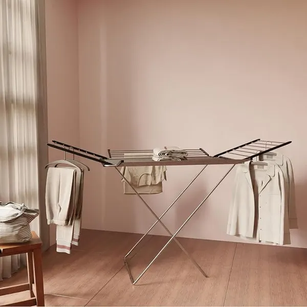 Lifelong Foldable Stainless Steel Clothes Drying Stand | X-Frame Laundry Rack with Expandable Wings |Rust-Resistant, Space-Saving Cloth Dryer for Indoor & Balcony Use |Lightweight Drying Rack for Home