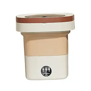 [ICICI CC] OJIVA Foldable Mini Washing Machine 8L Small Bucket Washer for Travel Dorm Camping Beige
