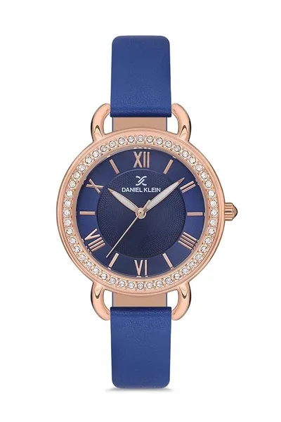 Daniel Klein Leather Analog Blue Dial Women's Watch-DK.1.12563-6