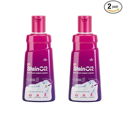 StainOff Fabric Stain Remover Liquid – 50ml, Pack of 2 | Powerful Spot Cleaner for Clothes, Upholstery & Linen | Safe on All Fabrics | Quick Action Formula | Travel-Friendly Bottle